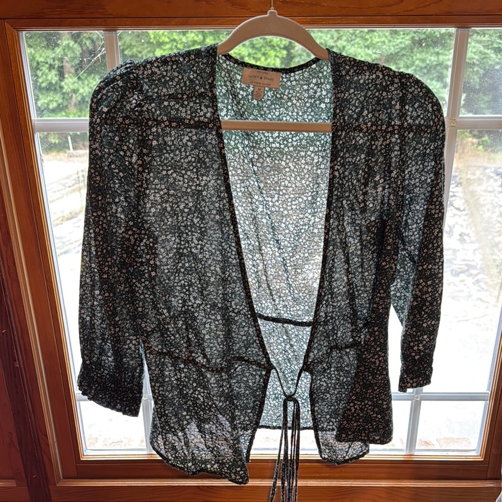 Floral Sheer Wrap Blouse